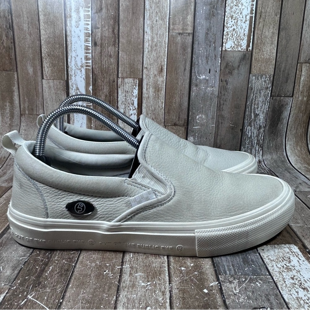 Vans x Public Eye Skate Slip On Mens 8 Gray White Skateboarding Shoes
